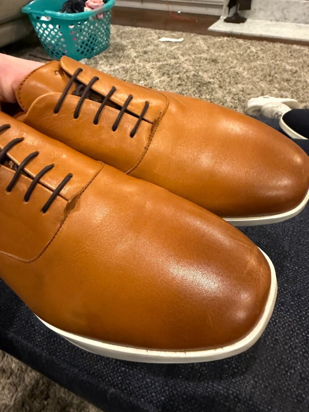 Wolf & Shepherd Crossover Longwing Oxford Mens Size 14 M Honey Tan Leather Dress